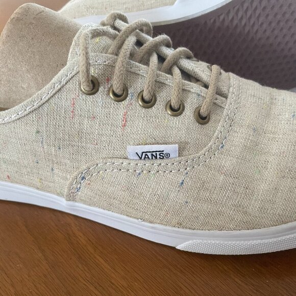 Vans Speckle Linen Tan Authentic Lo Pro Shoes, Women's 7.5 Men's 6 - Picture 2 of 6